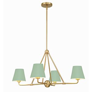 Xavier Four Light Chandelier in Vibrant Gold   Green by Crystorama