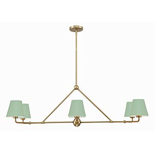 Xavier 6-Light Chandelier in Vibrant Gold with Green