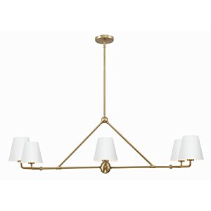 Xavier 6-Light Chandelier in Vibrant Gold with White