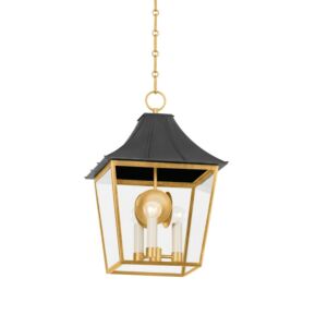 Staatsburg Three Light Lantern in Vintage Gold Lead  Graphite by Hudson Valley