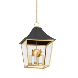 Staatsburg Four Light Lantern in Vintage Gold Lead  Graphite by Hudson Valley