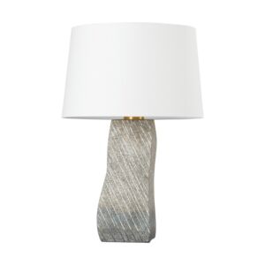 Raiden 1-Light Table Lamp in Aged Brass with Ceramic Windswept White