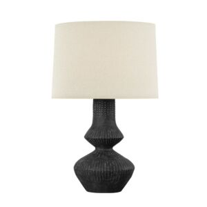 Ancram One Light Table Lamp in Vintage Gold Leaf  Ceramic Totem Black by Hudson Valley