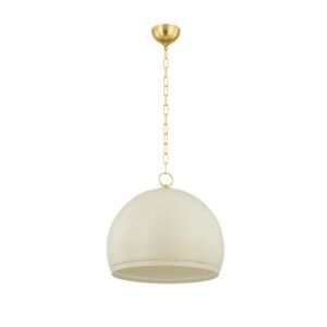 Etna One Light Pendant in Aged BrassSoft Cream by Mitzi