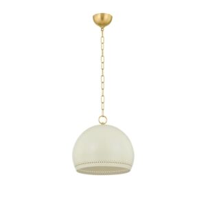 Etna One Light Pendant in Aged BrassSoft Cream by Mitzi