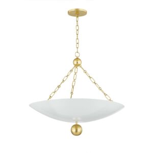 Amali Three Light Pendant in Vintage Gold LeafSoft White by Mitzi