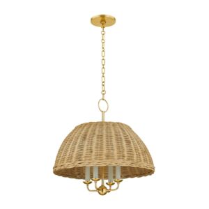 Arwen Four Light Chandelier in Aged Brass by Mitzi