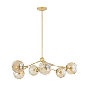 Trixie Six Light Chandelier in Aged Brass by Mitzi