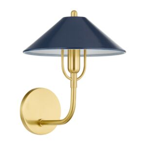 Mariel One Light Wall Sconce in Aged BrassSoft Navy by Mitzi