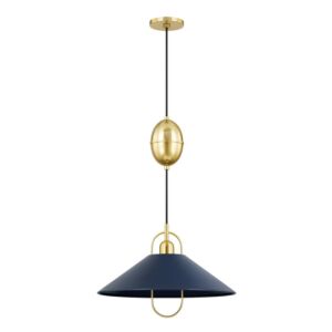 Mariel One Light Pendant in Aged BrassSoft Navy by Mitzi