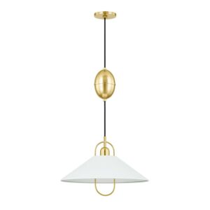 Mariel One Light Pendant in Aged BrassSoft White by Mitzi