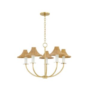 Twila Five Light Chandelier in Vintage Gold Leaf by Mitzi