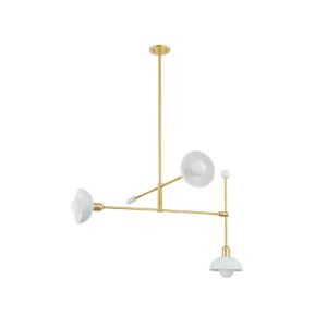 Billie Three Light Chandelier in Aged BrassSoft White by Mitzi