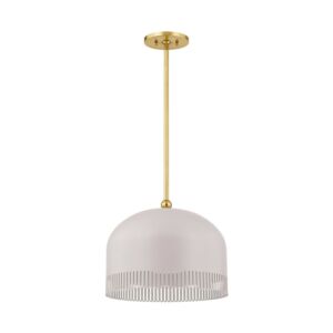 Liba One Light Pendant in Aged BrassSoft Peignoir by Mitzi