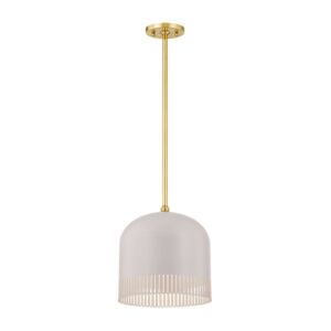 Liba One Light Pendant in Aged BrassSoft Peignoir by Mitzi