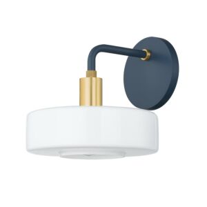 Aston One Light Wall Sconce in Aged BrassSlate Blue by Mitzi