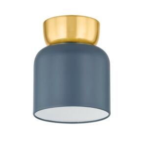 Batya One Light Flush Mount in Aged BrassSlate Blue by Mitzi