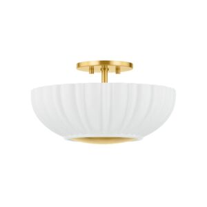 Anne Two Light Flush Mount in Aged Brass by Mitzi