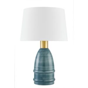 Tenley One Light Table Lamp in Aged BrassCeramic Inchyra Blue by Mitzi