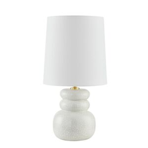 Corinne One Light Table Lamp in Aged BrassCeramic Peignoir Crackle by Mitzi