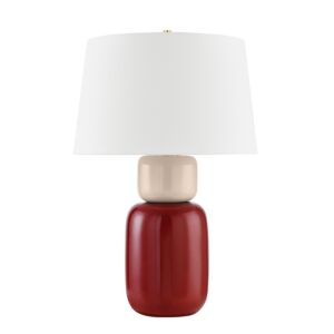 Batya One Light Table Lamp in Aged BrassCeramic Bordeaux Blush by Mitzi