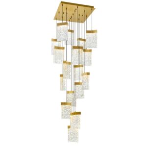 Lava LED Chandelier in Brass