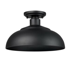 Levitt One Light Outdoor Semi Flush Mount in Natural Black by Golden