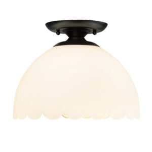 Dorinda BLK One Light Semi Flush Mount in Matte Black by Golden