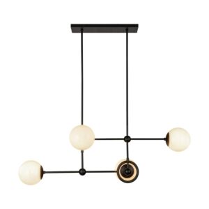 Fiore 4-Light Chandelier in Matte Black with Glossy Opal Glass