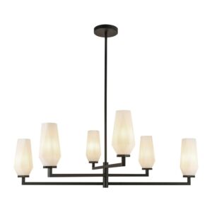 Krysta 6-Light Chandelier in Matte Black with Opal Glass