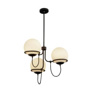 Alba 3-Light Chandelier in Matte Black with Opal Glass