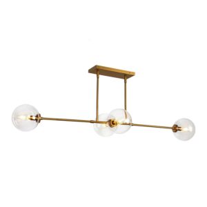 Cassia 4-Light Linear Pendant in Aged Brass with Clear Glass