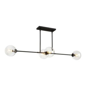 Cassia 4-Light Linear Pendant in Matte Black with Clear Glass