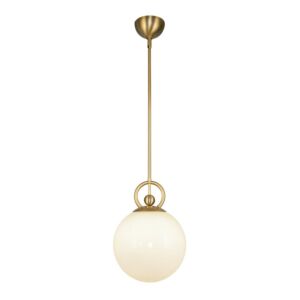 Fiore 1-Light Pendant in Brushed Gold with Glossy Opal Glass