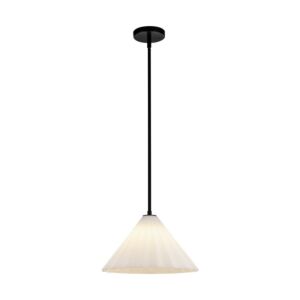 Serena 1-Light Pendant in Matte Black with Opal Glass