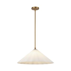 Serena One Light Pendant in Aged Brass Opal Glass by Alora