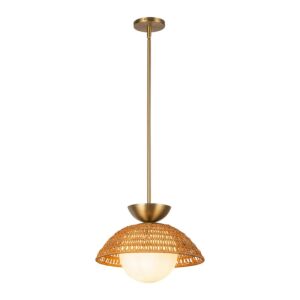 Perth 1-Light Pendant in Brushed Gold with Opal Glass