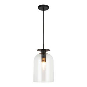 Sylvia 1-Light Pendant in Matte Black with Clear Glass