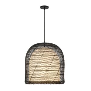 Bondi 1-Light Pendant in Matte Black with Opal Glass