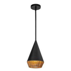 Daphne One Light Pendant in Matte Black Brown Cotton Rope by Alora