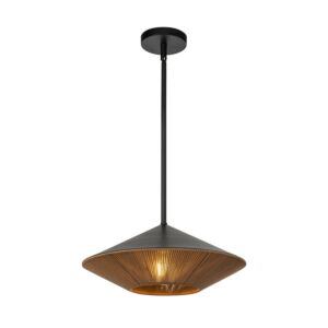 Daphne One Light Pendant in Matte Black Brown Cotton Rope by Alora