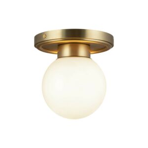 Fiore One Light Semi Flush Mount in Brushed Gold Glossy Opal Glass by Alora