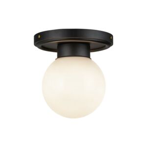 Fiore 1-Light Semi-Flush Mount in Matte Black with Glossy Opal Glass