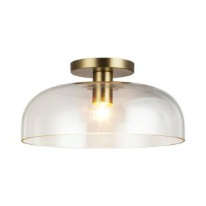 Sylvia 1-Light Semi-Flush Mount in Brushed Gold with Clear Glass