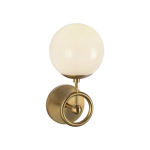 Fiore One Light Wall Vanity in Brushed Gold Glossy Opal Glass by Alora