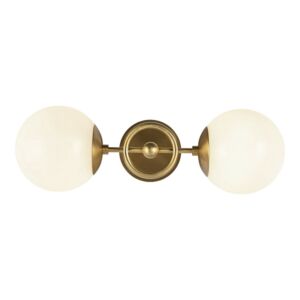 Fiore 2-Light Wall Vanity in Brushed Gold with Glossy Opal Glass