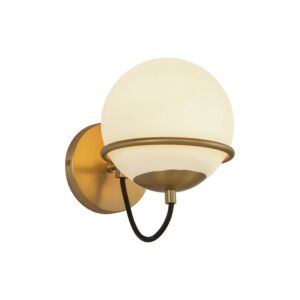 Alba 1-Light Wall Vanity in Aged Brass with Opal Glass