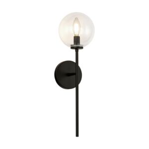 Cassia 1-Light Wall Vanity in Matte Black with Clear Glass