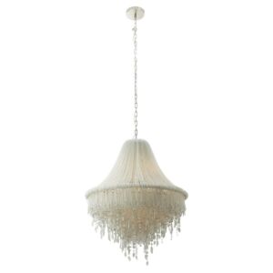 Crystal Reign Seven Light Pendant in Polished Nickel by Metropolitan