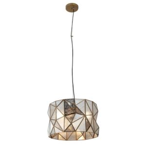 GeoGem Three Light Pendant in Artisan Brass by Metropolitan